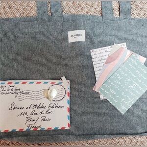 Lined Sezane Octobre tote bag and zip pouch. Limited edition.